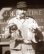 Rat catcher holding ferrets
