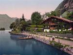 Brienz Lake, chalet on the lake, Bernese Oberland, Switzerland