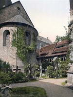 Cathedral, churchyard and 1,000 year old rose tree, Hildesheim, Hanover, Germany