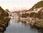 Laibach, a view on the Laibach, Carniola, Austro-Hungary