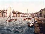 Lussin-Piccolo i.e, Lussinpiccolo, from the west, Istria, Austro-Hungary