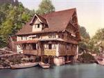 Treib, chalet on lake, Lake Lucerne, Switzerland