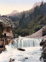 Lower Engadine, Tarasp, waterfall, Grisons, Switzerland