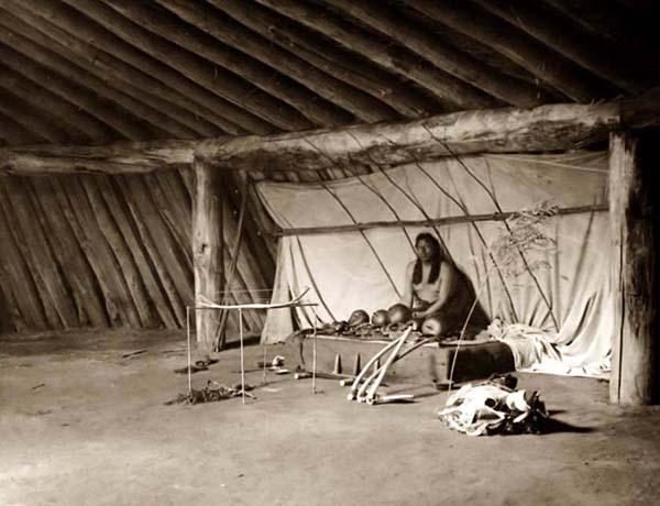 Arikara Indian and altar.
